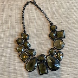 Gorgeous large rhinestone statement necklace piece green black‎